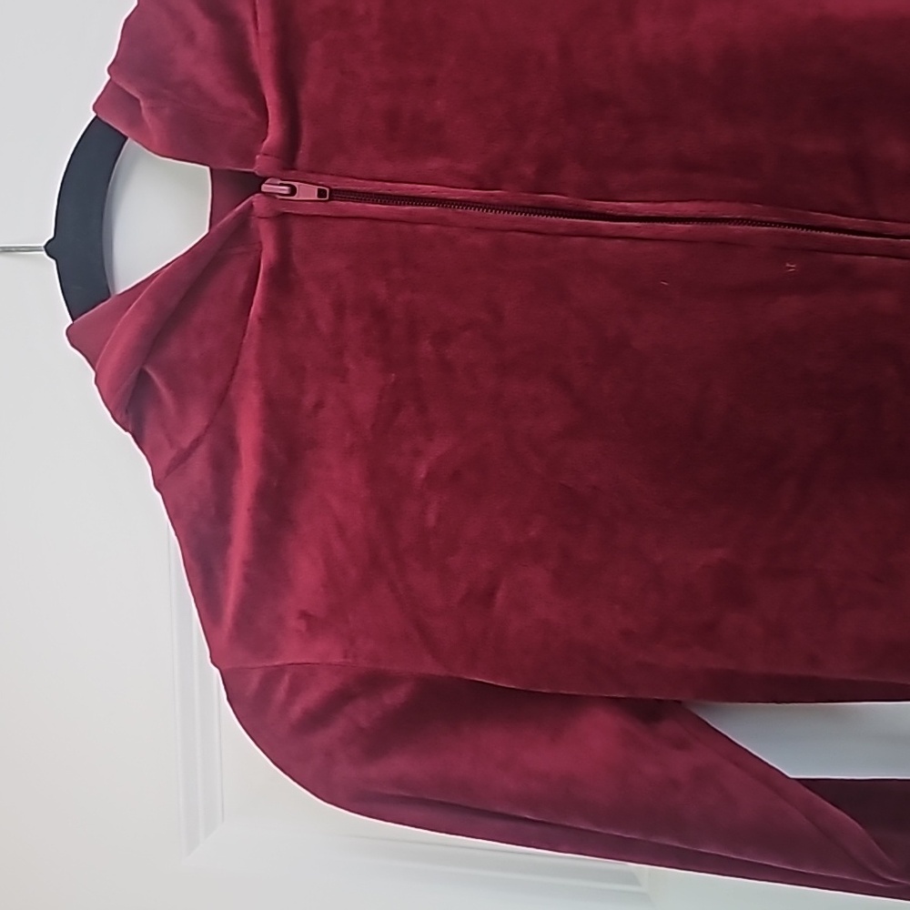Velvet red jacket zip up crop